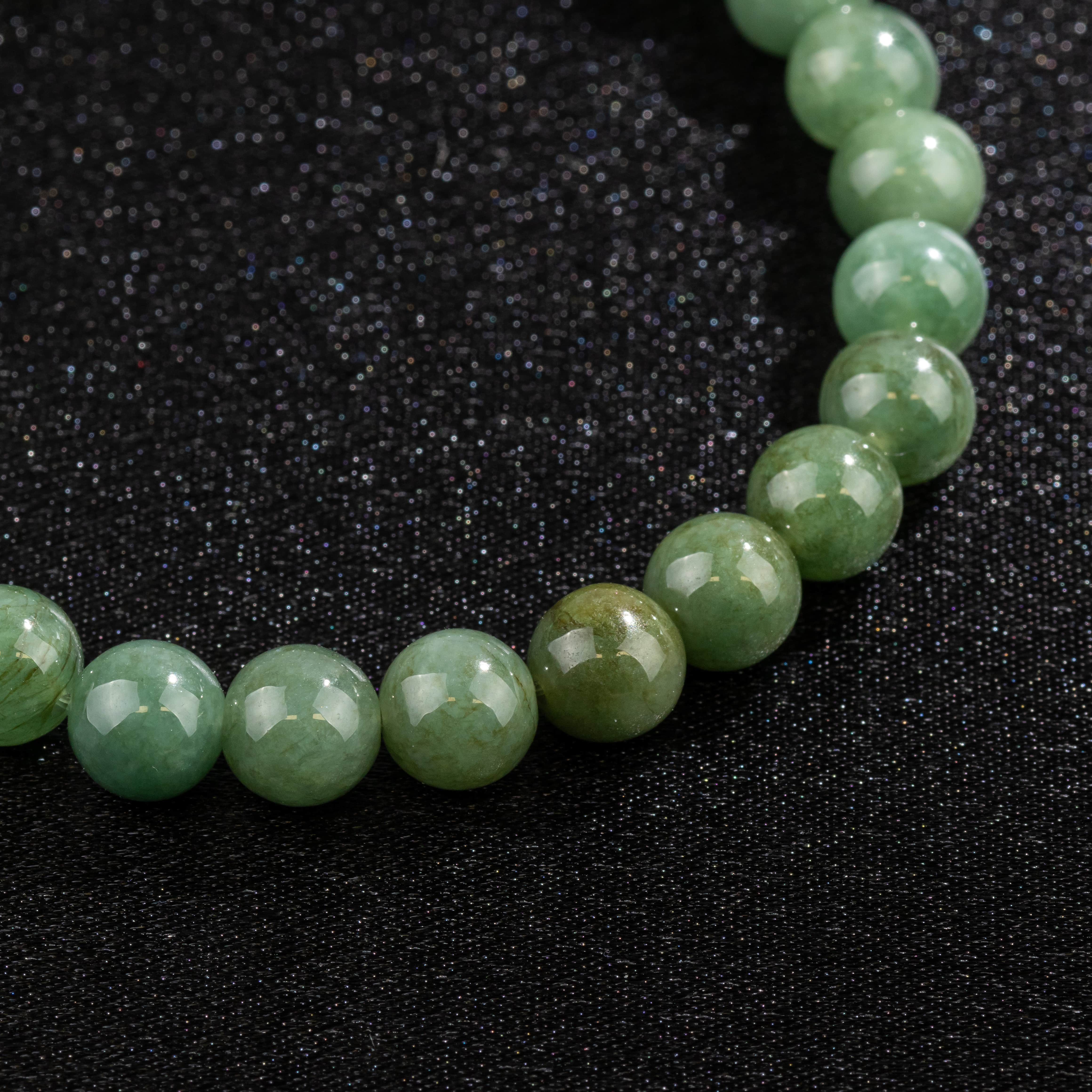 Bracelet Homme en Jade foncé naturel qualité A (boules 8mm)