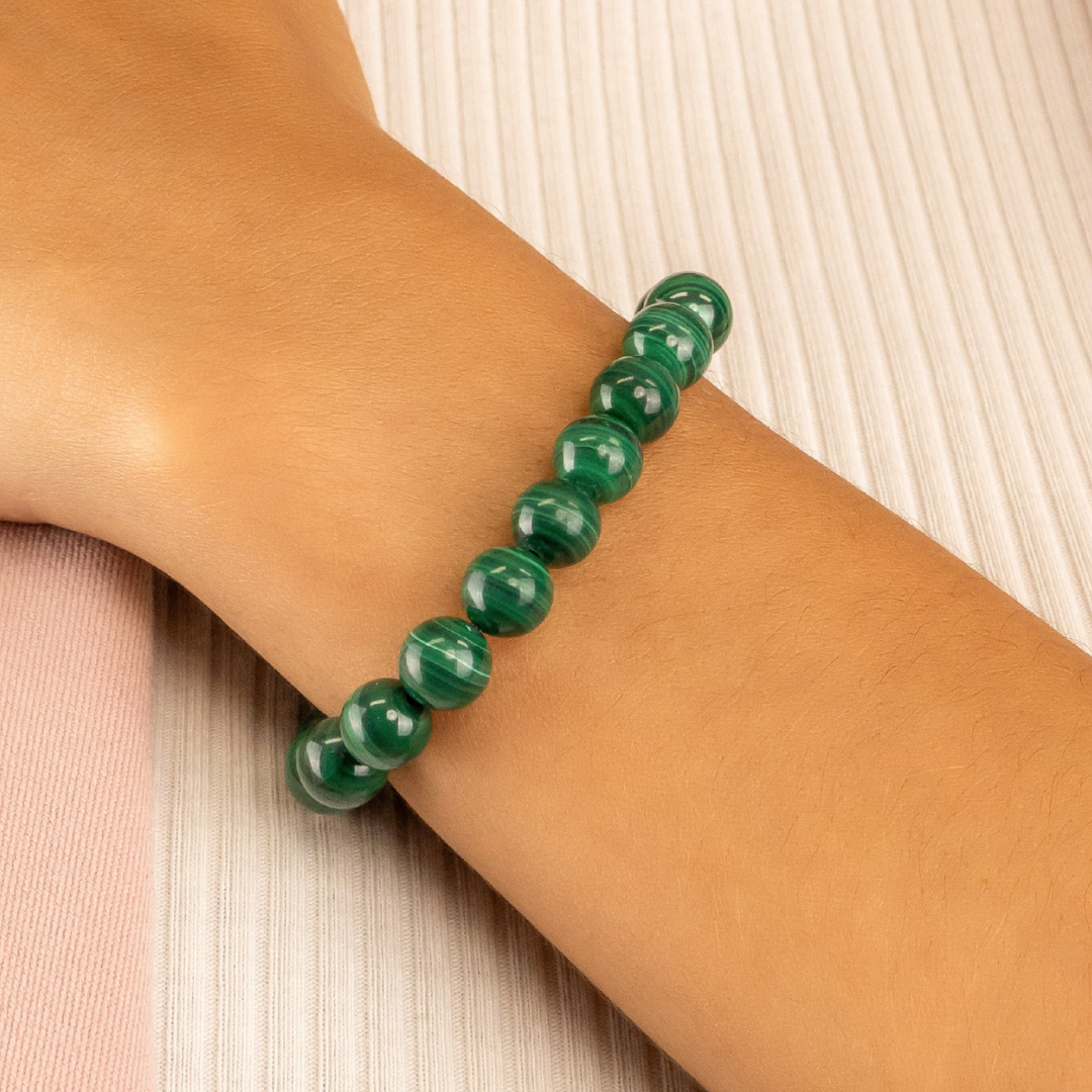 Bracelet en Malachite naturelle - Qualité A (boules 8mm)