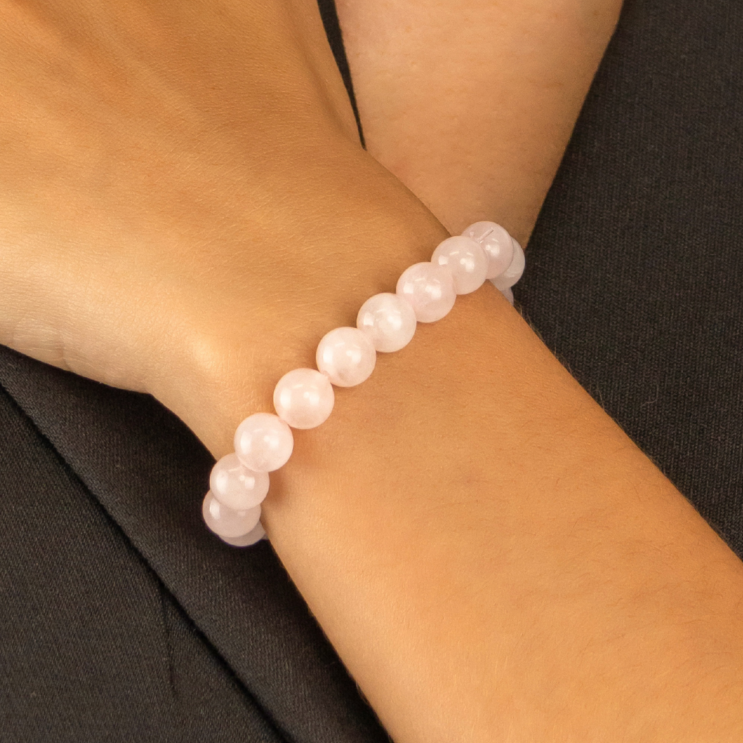 Bracelet en Quartz rose naturelle - Qualité A (boules 8mm)