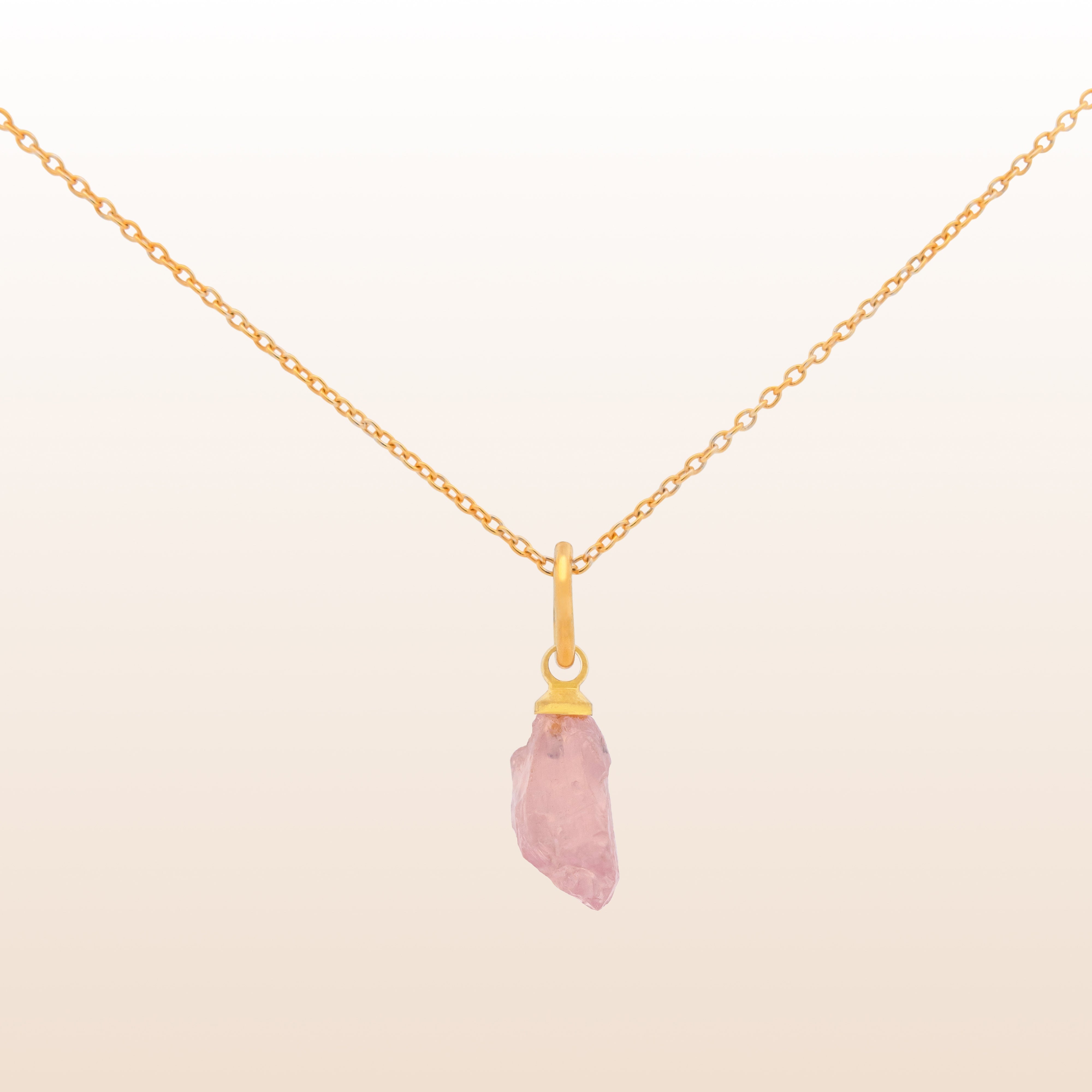 Collier en Quartz Rose naturel (Pierre brute)