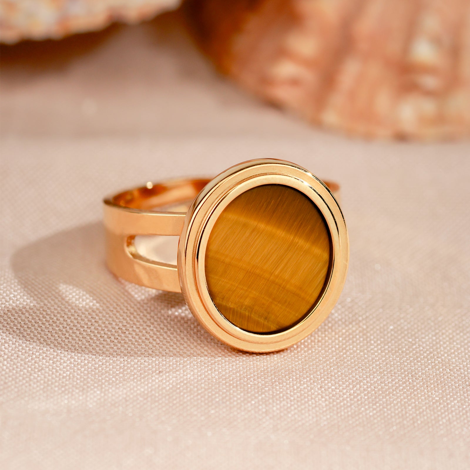 Bague Solea Tiger – Œil de tigre ovale & dorure 18K