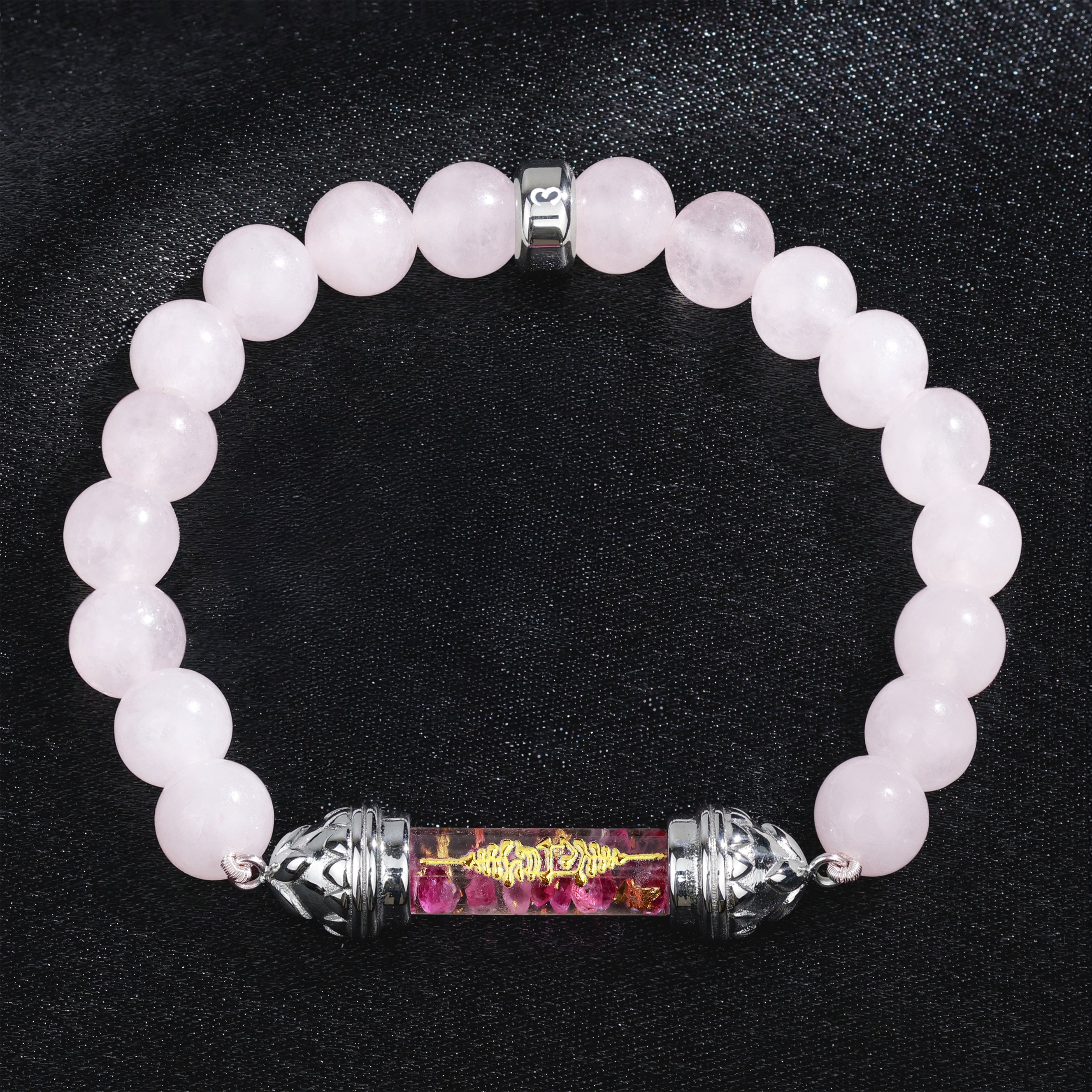 Bracelet en Quartz Rose et Amulette Sacrée en Rubis - Amour et Guérison émotionnelle