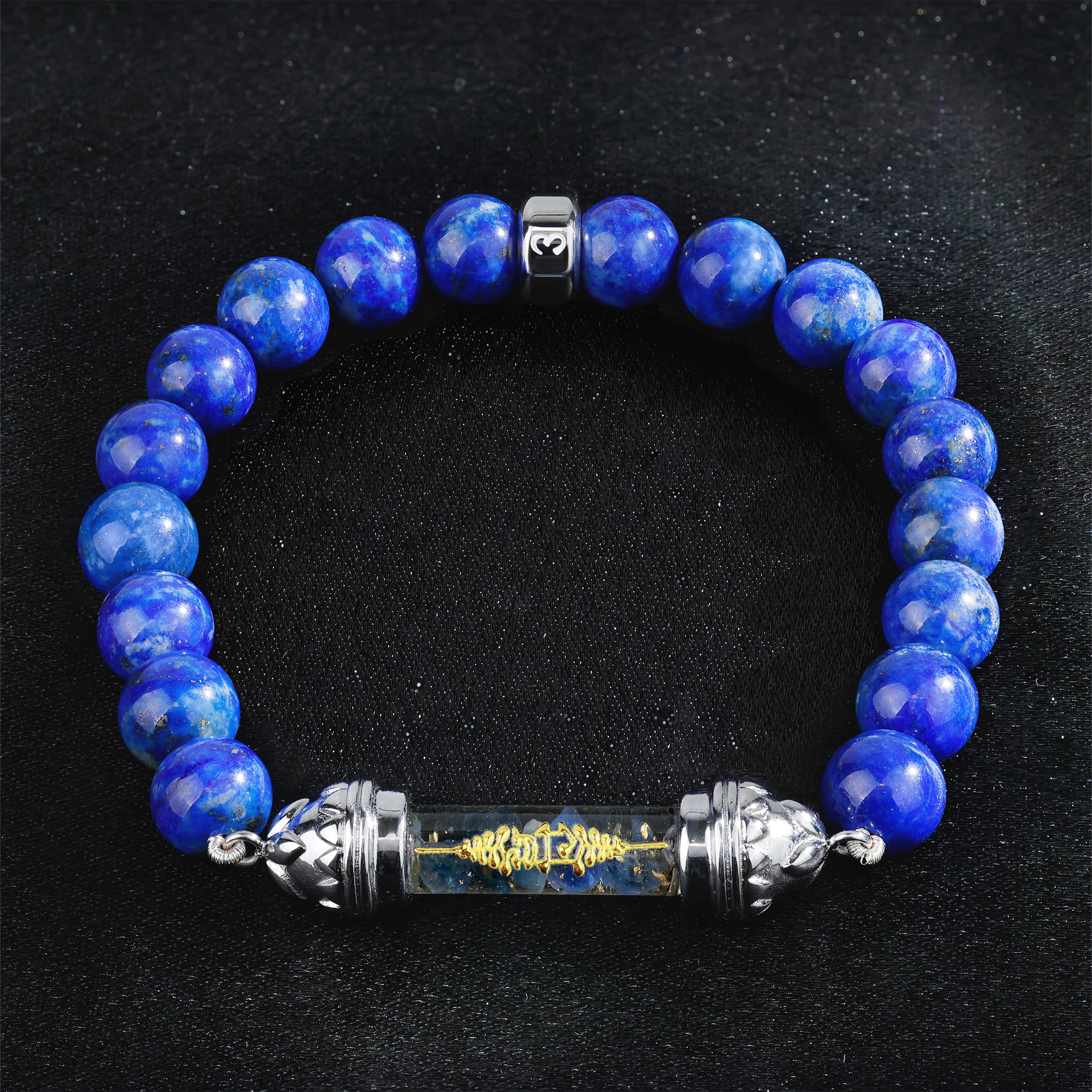 Bracelet en Lapis-Lazuli et Amulette Sacrée en Saphir - Sérénité et Équilibre