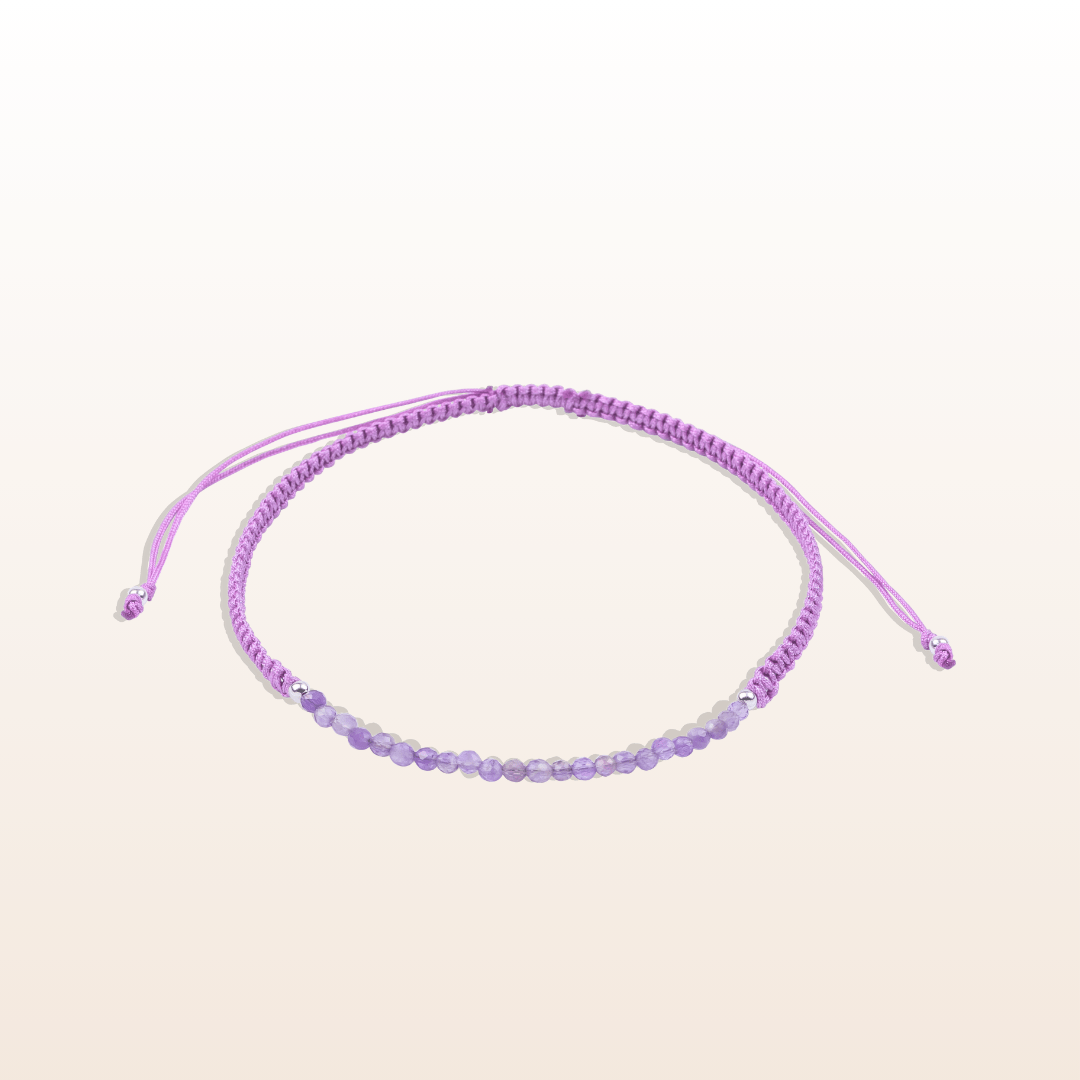 Bracelet tressé en Améthyste naturelle (boules 2mm)