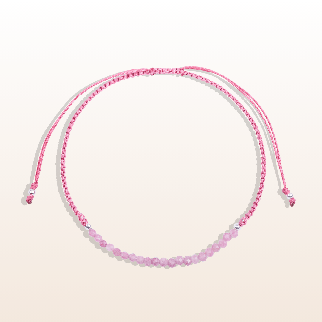 Bracelet tressé en Tourmaline Rose naturelle (boules 2mm)