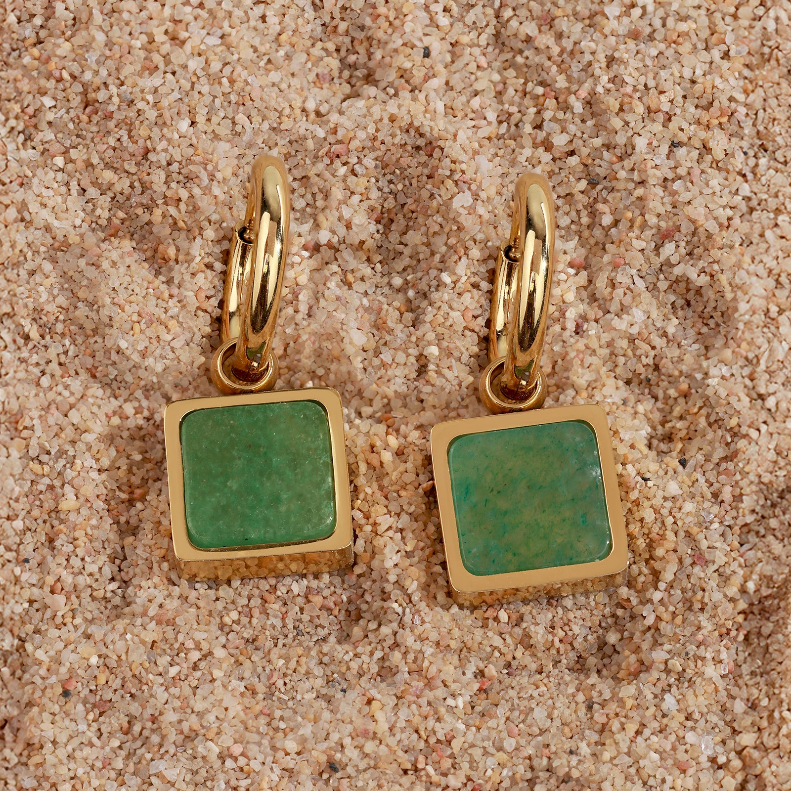 Boucles d’oreilles Gaia – Aventurine & Dorure 18K