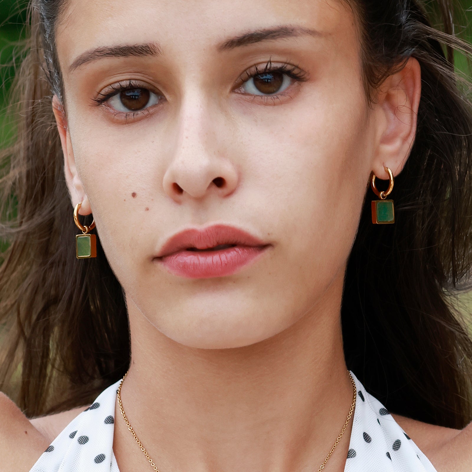 Boucles d’oreilles Gaia – Aventurine & Dorure 18K