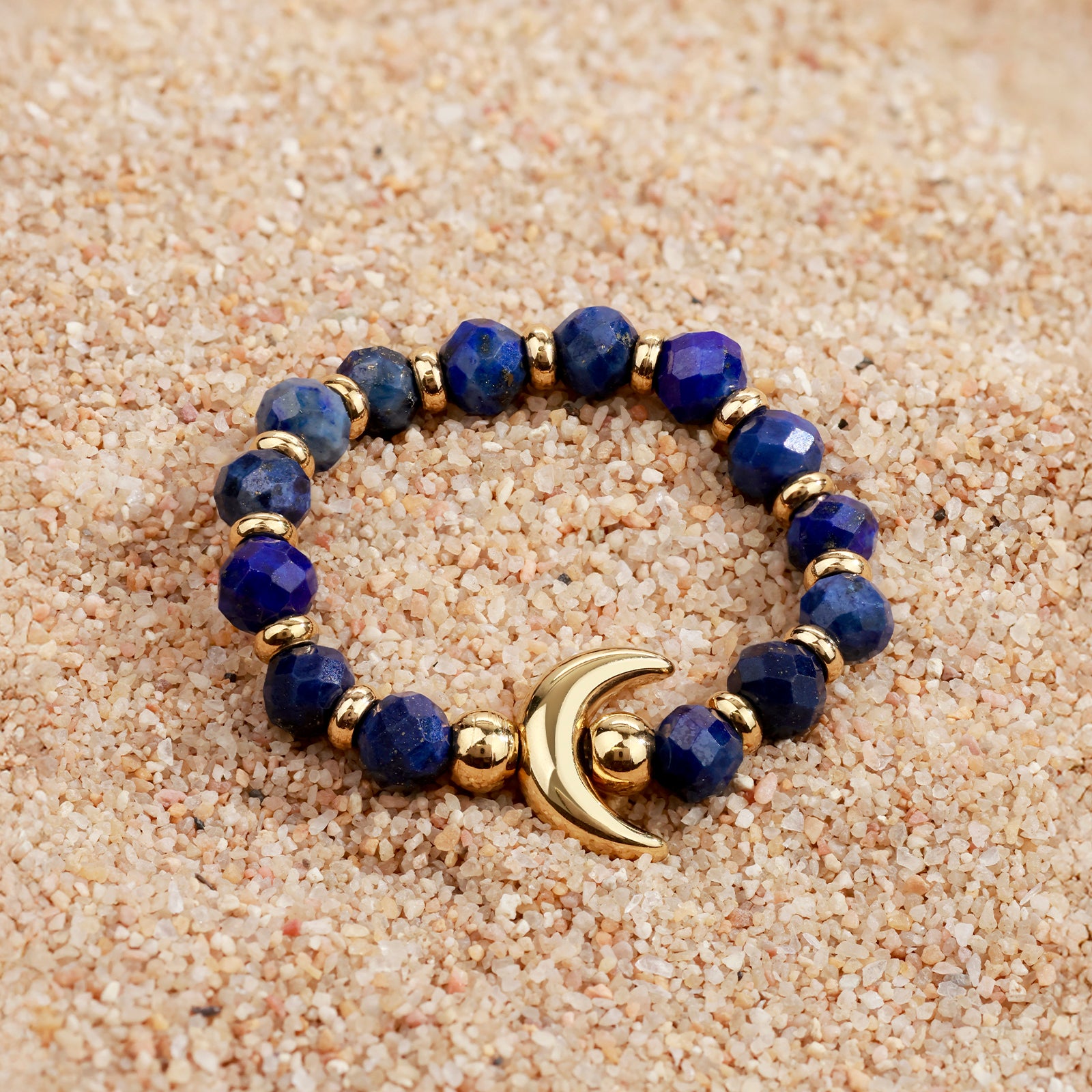 Bague Indra Luna – Lapis-lazuli & croissant doré