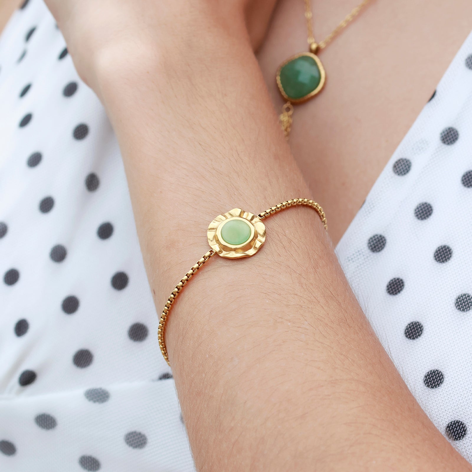 Bracelet Aura – Aventurine & Dorure 18K